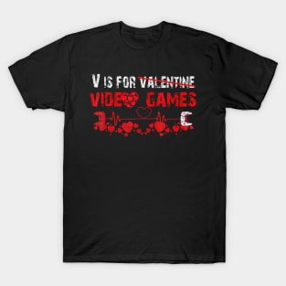 V IS FOR VIDEO GAMES Valentines Day Video Gamer Boy T-Shirt